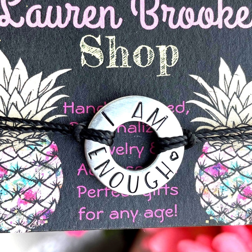 I am Enough  - Inspirational Gift- Hand Stamped Bracelet - Teen Gift